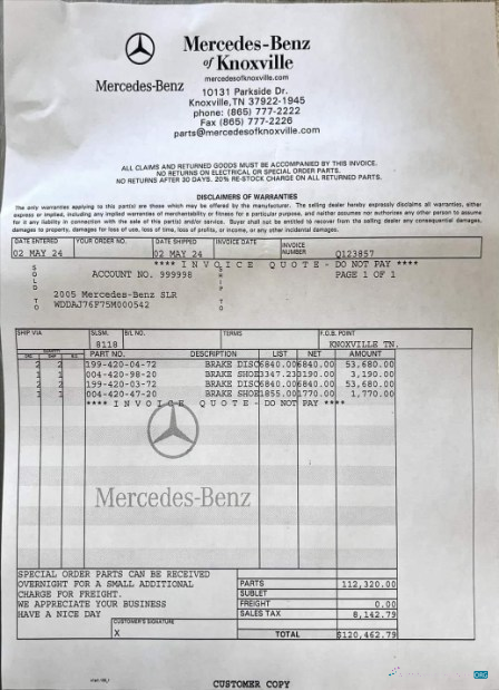 Download Mercedes Benz service payment receipt Photoshop template
